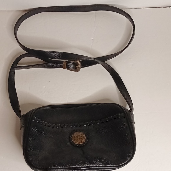 Vintage Valerie Stevens Black Pebble Leather Crossbody Shoulder Strap Bag Purse - Picture 2 of 11
